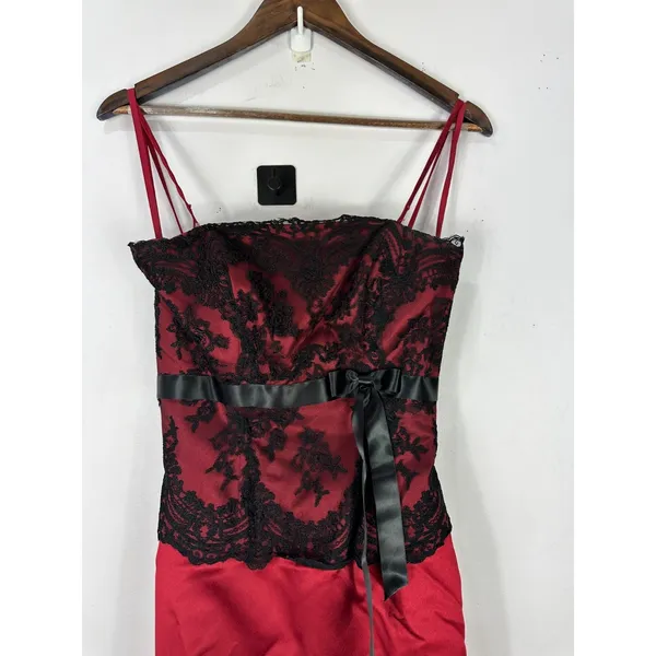 Alexia Admor Red Satin Black Lace‎ Corset Gown 2 Whimsigoth Vampcore Gothic Glam Formal Prom - Image 4