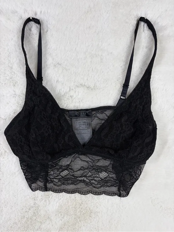 Guess Black Lace Longline Bralette Top - Image 5
