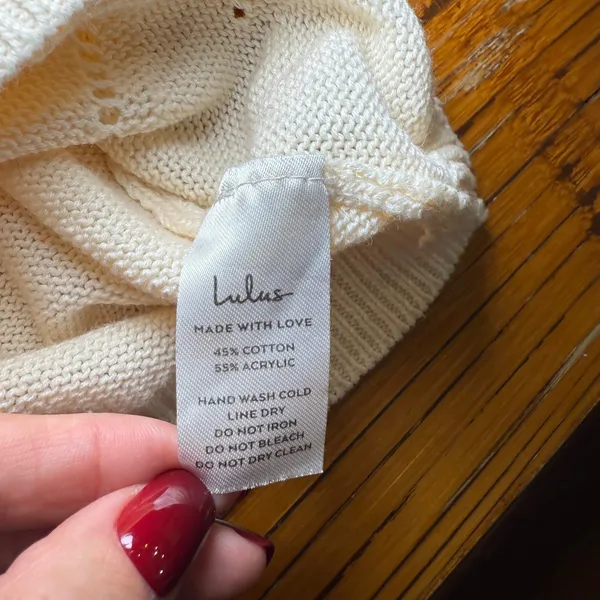 Lulus Cream Knit‎ Sweater Women's Small Long Sleeve Round Neck Casual - Image 9