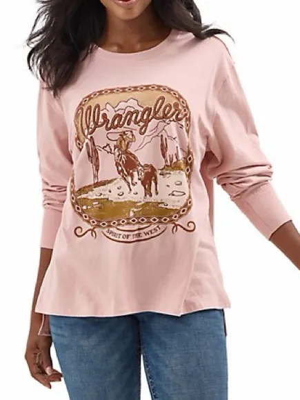 Wrangler Women's Retro Spirit of the West Long Sleeve Tee - Misty Rose M - Image 2