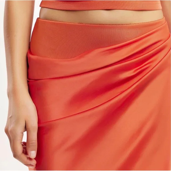Significant Other Brianna Persimmon Satin Maxi Skirt Orange NWT Size 4 - Image 3