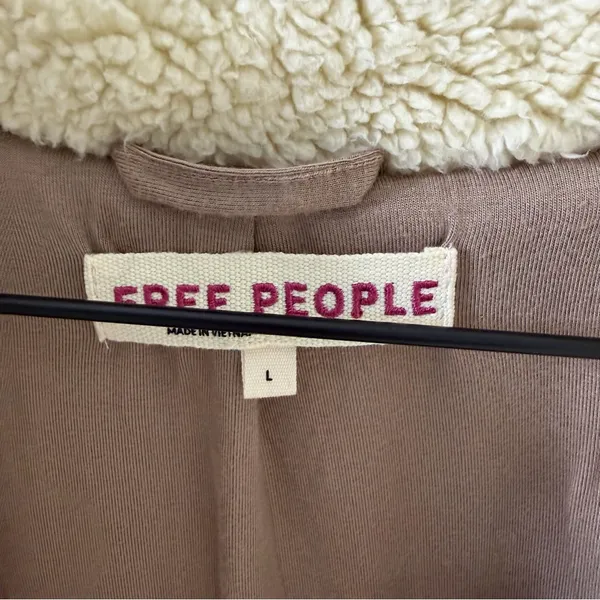 Free People We The Free Joplin Cozy Jacket Cream Sherpa‎ Coat Womens Size L - Image 11
