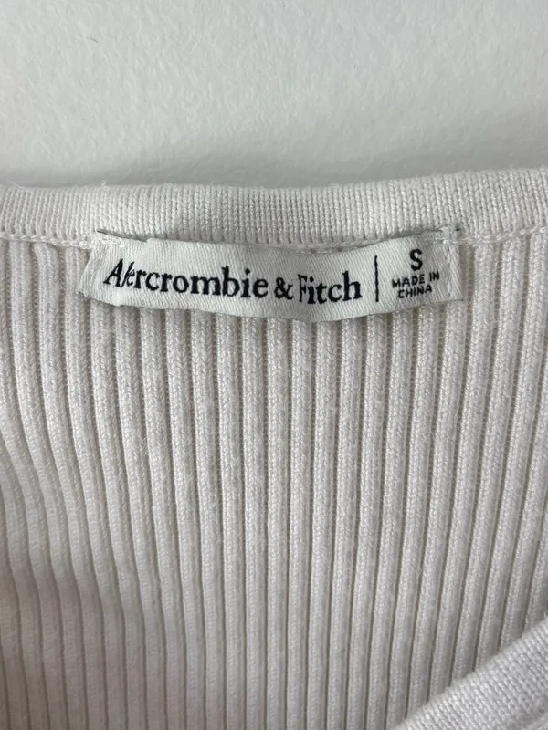 Abercrombie & Fitch Cream White Ribbed Open Twist Front Strapless Tube Top - Image 2