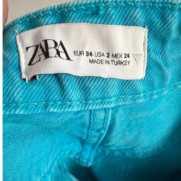 Zara‎ Wide Leg Blue Raw Hem Long Wide Leg pants size 2 - Image 9