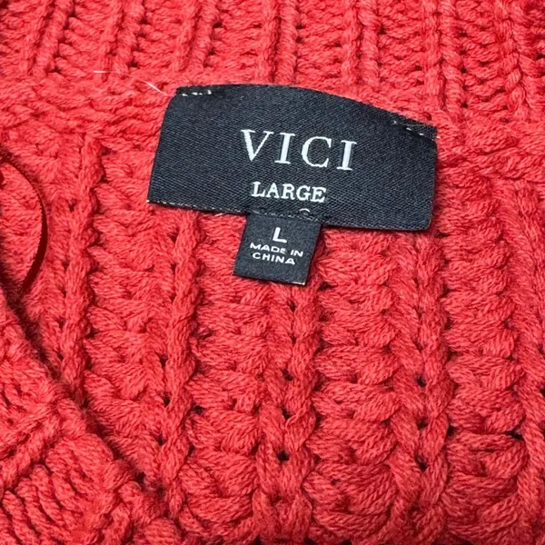 VICI Womens Rust Red Chunky Shaker Knit Button Front Sweater Vest Gold Buttons L - Image 4