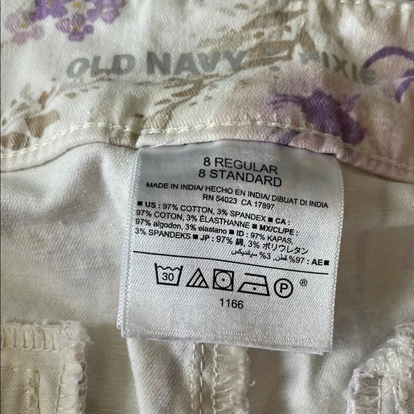 Old Navy Floral Print Pants - Purple and Cream - Image 4