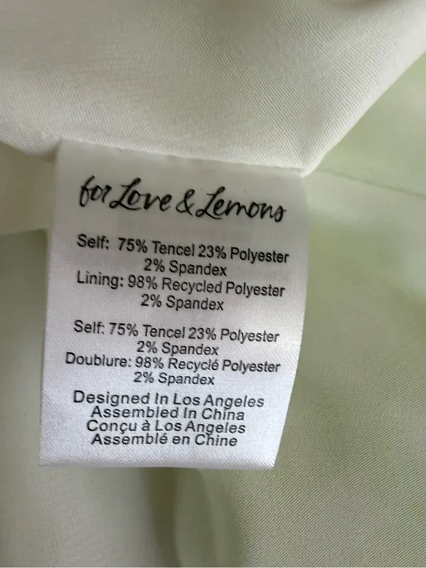 For Love & Lemons August Mini Dress Medium Lime Green White Gingham - Image 3