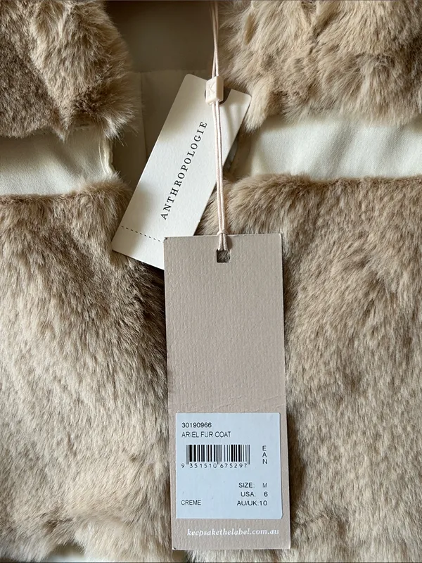 Anthropologie Keepsake the Label Ariel Faux Fur Coat Jacket in Crème Sz Med - Image 7