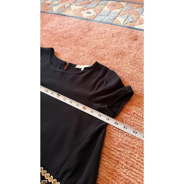 Anthropologie Eri + Ali S Black Boho Embroidered Peplum Top - Image 3