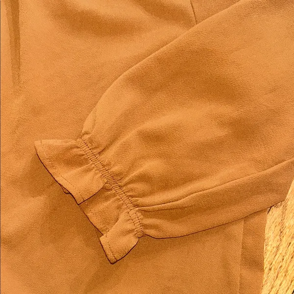 Women's Brown Blouse with Button Accents Large - Image 5