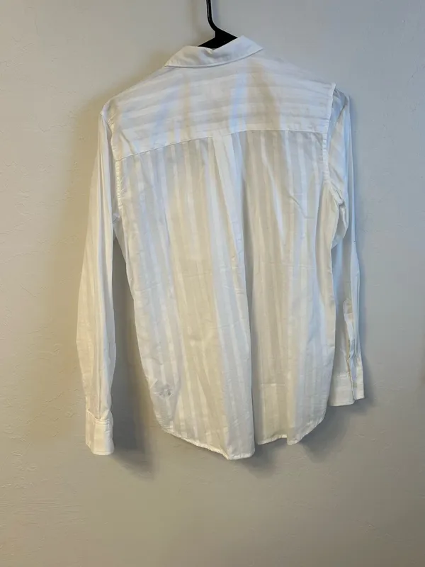 GAP Men's White Long-Sleeve Stripe Button-Down Shirt - Image 3