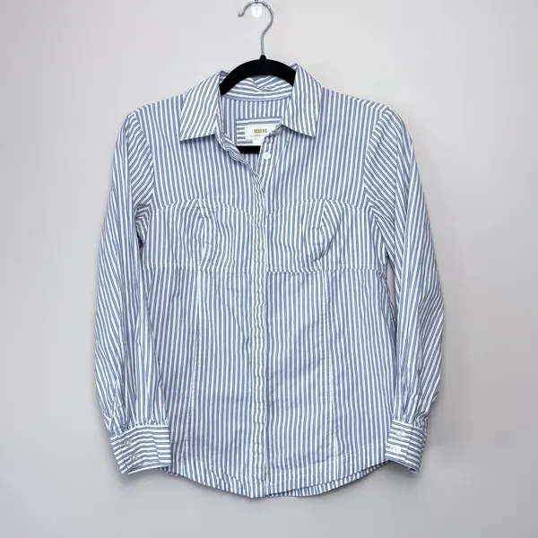 Maeve x Anthropologie Corset Button Down Striped Blouse Size 2 Petite - Image 5