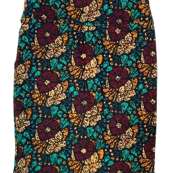 LuLaRoe Pencil Skirt Size‎ L Black Floral Print Stretch Comfortable Women's - Image 6