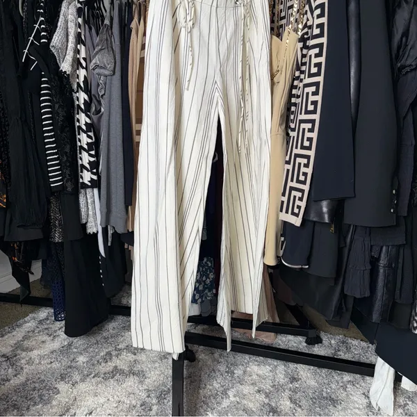 New Free People FP One Bette Wide Leg Striped Lace Up Pants Womens Size 6 NWOT - Image 4