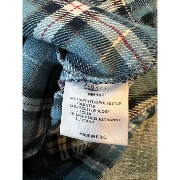 John Galt Blue Plaid Cropped Button Front Top One Size (XS / S) - Image 7