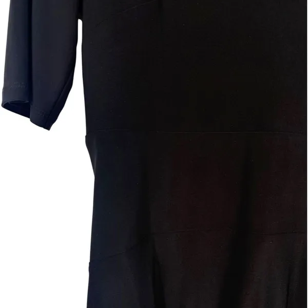 Lauren Ralph Lauren Black Mock Neck Belted Classic Fit &‎ Flare Midi Dress Sz 10 - Image 10