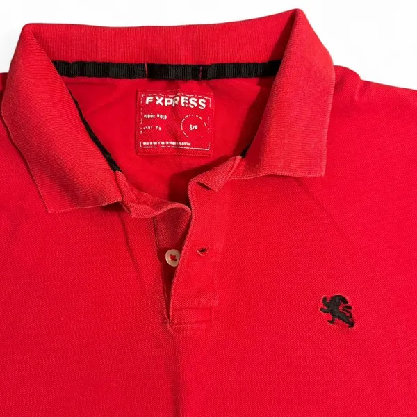 Mens Red Polo ✦ Open To All Offers ✦ Bundle Measurements: Used Excellent Condition Mens Express Classic Red and Black Custom Fit Size Small ——— TAGS ——— #Express #Casual #Polo #Y2K #Formal - Image 4
