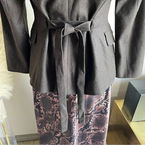 SISLEY brown tweed belted tailored blazer - Image 6