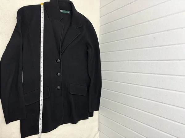Lauren Ralph Lauren Black Cotton Sweater-Knit Blazer‎ size S - Image 13