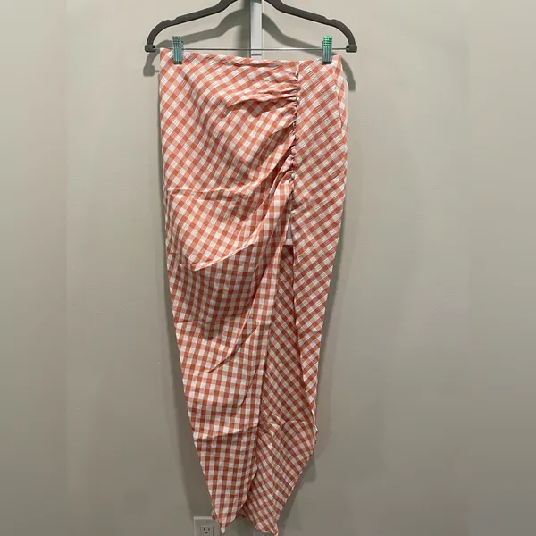 Rumer Bisou Ruched Gingham Maxi Skirt Size‎ S - Image 2