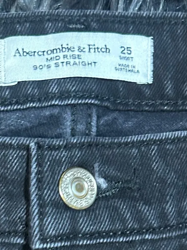 Abercrombie & Fitch Mid Rise 90's Straight Black Jeans Size 25 Short - Image 4