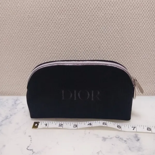 Dior Black Velvet Silver Zipper Trousse Pouch Clutch Bag - Image 10