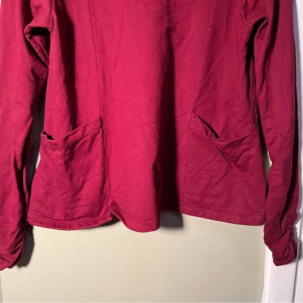 Flutter Squeak‎ Women's Size Medium Thick Knit Top Sweatshirt Cherry Red Pockets - Image 3