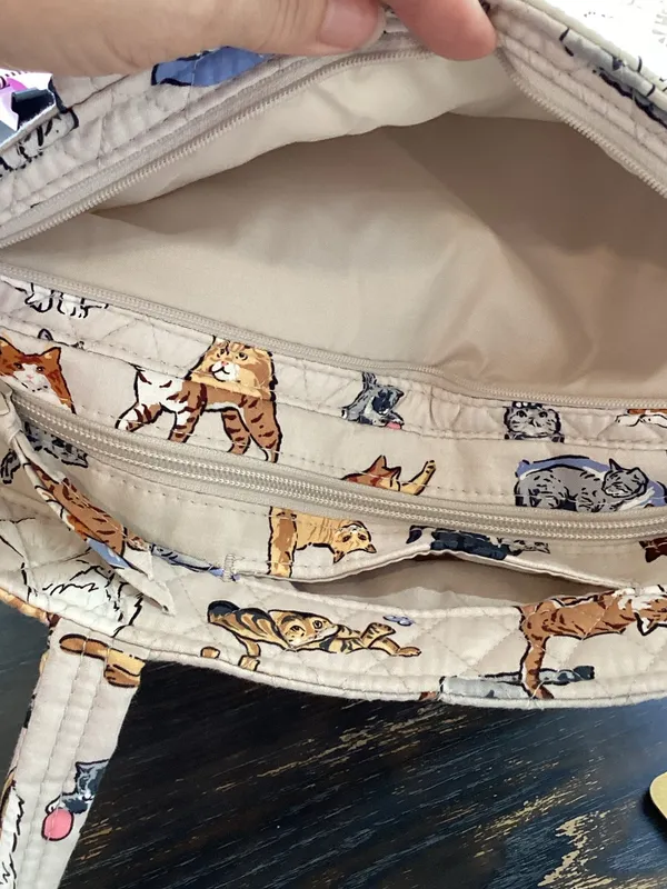 Vera Bradley A Cat’s Life Cream Quilted Large North South Tote - Image 5