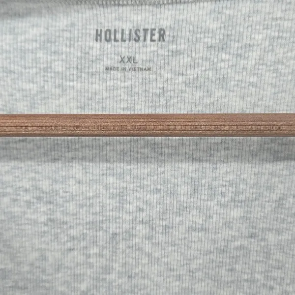 Hollister Henley T-Shirt Womens XXL Short Sleeve Ribbed Heather Gray EUC - Image 3
