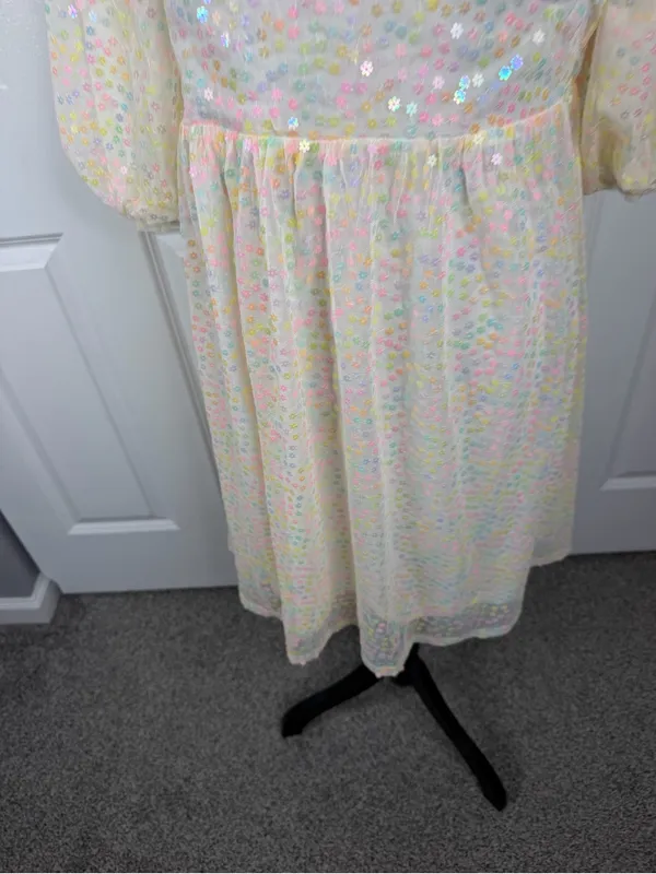 Altar’d State Pastel Floral Sequin Mesh Mini Dress Size M NWOT - Image 6