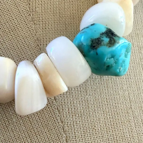 Shell & Turquoise Beaded Necklace - Image 3