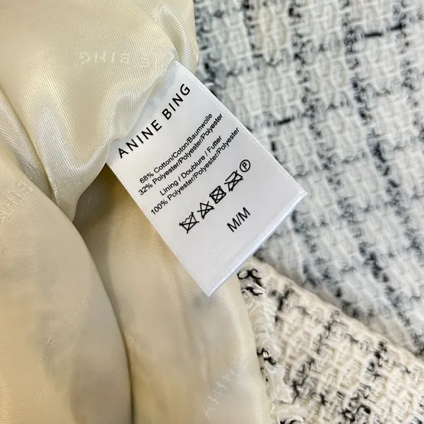 ANINE BING Janet Tweed Dress in White Plaid Size Medium NWT - Image 10