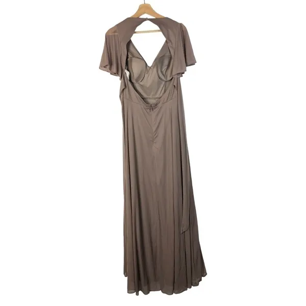 Azazie Dusk Gray Purple Short Sleeve A-Line Maxi‎ Formal Bridesmaids Dress 10 - Image 2