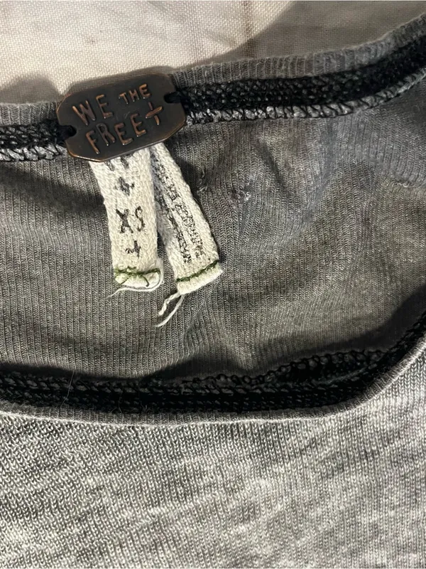 WE THE FREE Macchiato Top Grey Burnout Long Sleeve High Low Hem Oversize Size XS - Image 9