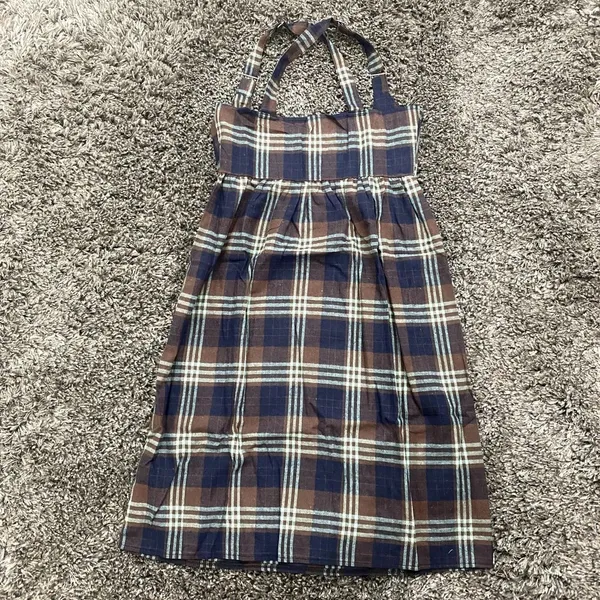 ROMWE Plaid A-Line Dress in Brown, Size L​​​​​​​​ - Image 3