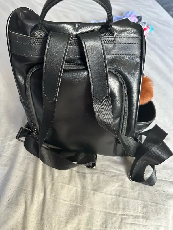Black faux Leather Backpack - Unbranded - Image 3