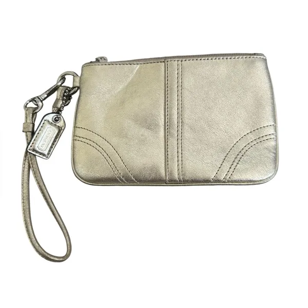 Coach‎ Classic Gold Metallic Leather Wristlet Small Wallet - Image 2