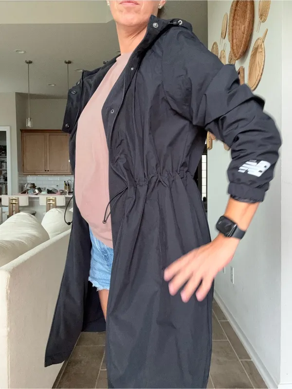 NWT New Balance Black Longline Hooded Rain Jacket or Parka Large - Image 6