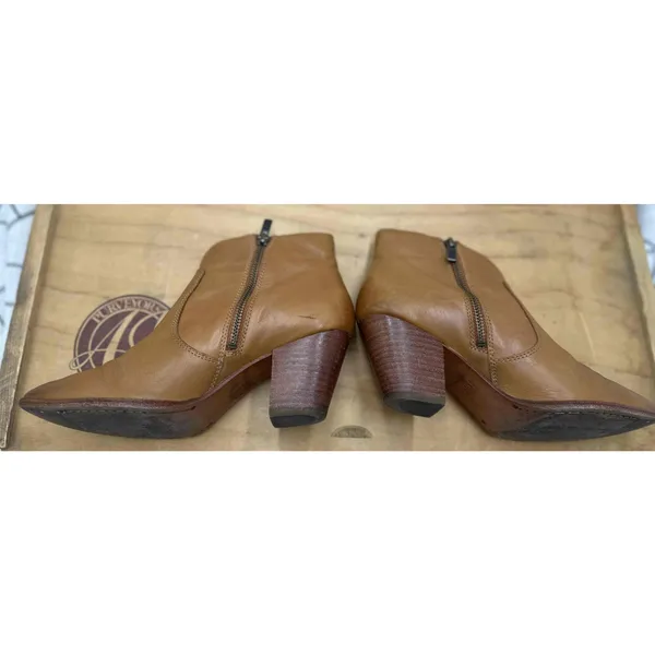 Frye Jennifer Leather Ankle Booties Brown Zipper Heeled Womens Size 7‎ READ - Image 9