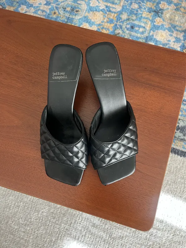 Jeffrey Campbell Mr. Big quilted slip on leather mule heels 10 - Image 8