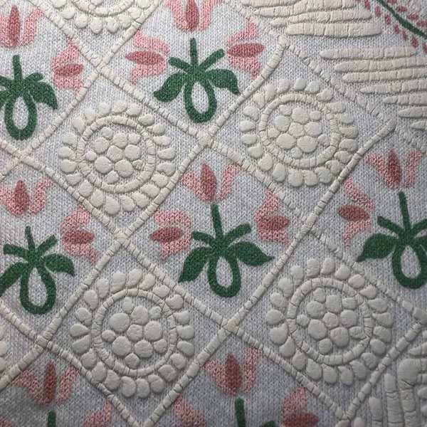90s USA Made Grandma Sweater Womens L Collared Floral Coquette Cottagecore Fall - Image 3