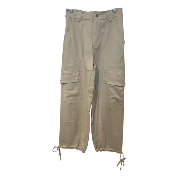 Line & Dot Weekend Cargo Pants Tan Khaki High Waist Utility Size Small - Image 2