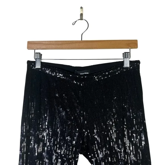 Tally Weijl Sequin Skinny Pants‎ Womens 10 Black Stretch Clubwear Y2K Glam - Image 3