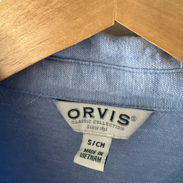 Orvis Women’s Blue Linen Breathable Button Down Top‎ Long Sleeve - Image 3