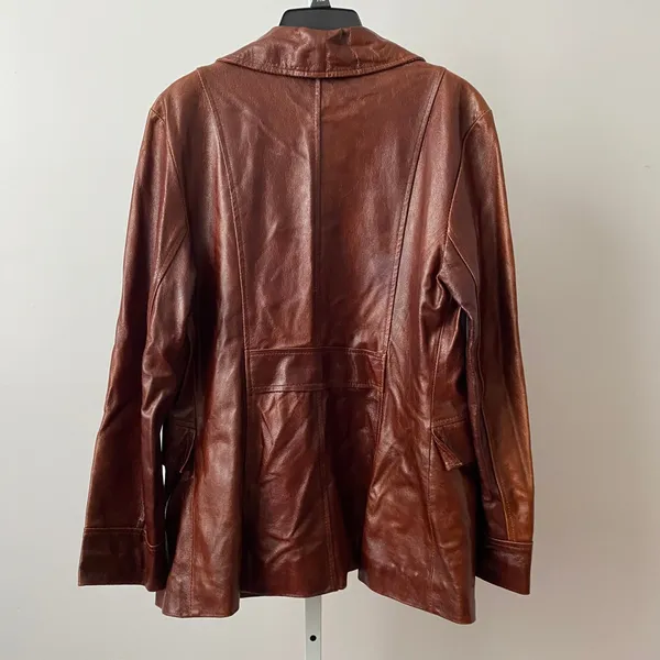 Villa Nappali Leather Distressed Rugged Blazer‎ Jacket 12 Brown Outerwear Coat - Image 7