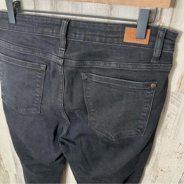 Judy Blue Black Leopard‎ Patch Mid Rise Skinny Fit Jeans Distressed Womens 11/30 - Image 4
