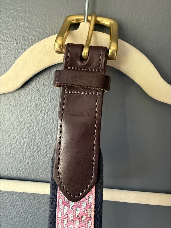 Vineyard Vines Pink Whale Patterned Belt Size 32 - Image 2