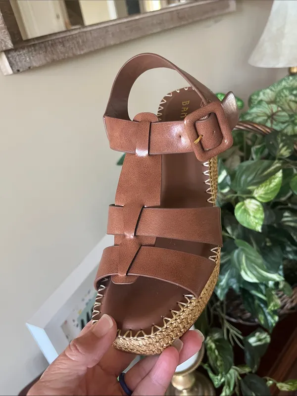 BAMBOO Brown Woven Wedge Espadrille Sandals NEW - Image 4