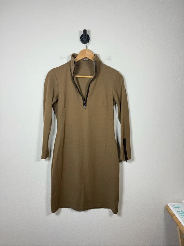 J. McLaughlin Bedford Ponte Quarter Zip Sheath Dress Brown Size S - Image 3