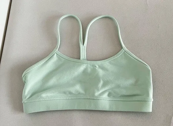 Lululemon Flow Y Bra Size 8 Sea Mist Mint Back Mesh Detail - Image 5